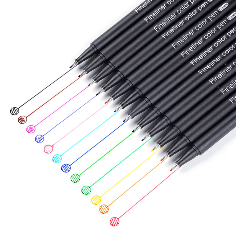 Fine Point Markers Fine Tip Art Drawing Fineliner Pen - 12 Pack